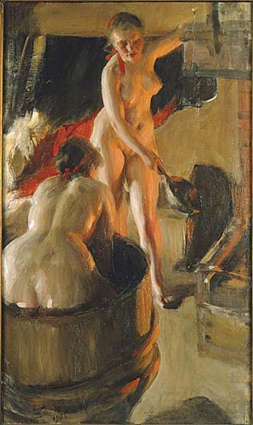 Anders Zorn Girls from Dalarna Having a Bath